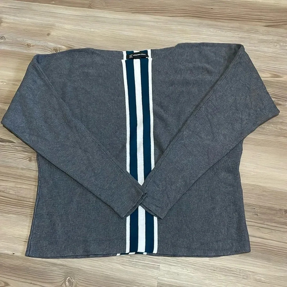 INC International Concepts Dolman Sleeve Sweater Gray Stripe Pullover Size XS - Picture 2 of 11